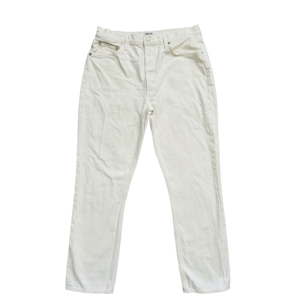 AGOLDE Remy Jean Off White High Rise‎ Straight Leg Denim Ivory Size 31 - Picture 2 of 8